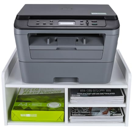 EasyPAG Druckerständer Schreibtisch Holz Druckerhalter Büro Organizer A4 Papierablage,Weiß