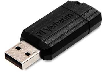 Verbatim Pinstripe USB-Stick 64 GB, Leichter und praktischer Stick in Streifenoptik - Schiebemechanismus - schwarz