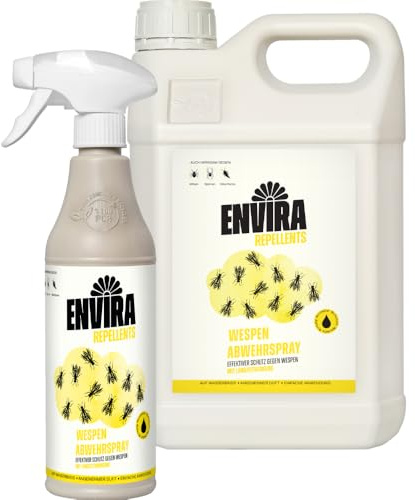 Envira Wespenspray 500 ml + 5 Liter - wirksam gegen Wespen im Haus | Wespen vertreiben - Spray mit Langzeitwirkung, Mittel gegen Wespen für Wohnung, Dachboden und Garten, effektiv fernhalten