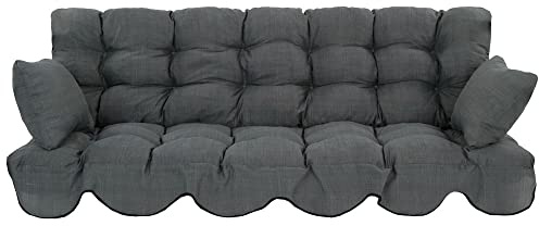 PATIO Auflage Hollywoodschaukel 180 cm Minorca Auflagen Set Sitzkissen Rückenlehne 2 x Seitenkissen Schaukelbank Auflage Grau
