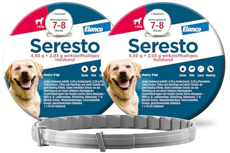 Seresto Halsband Sparset für große Hunde ab 8 kg: 7 bis 8 Monate wirksamer Schutz gegen Zecken und Flöhe, Länge 70 cm, 2 Halsbänder