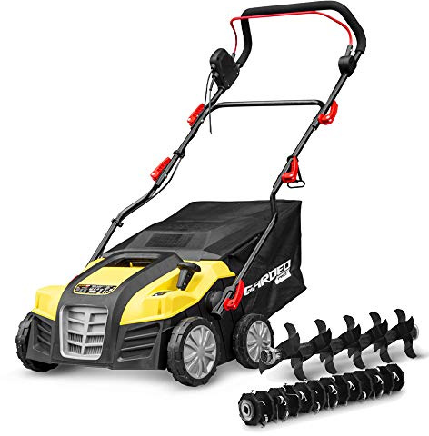Elektrischer Vertikutierer 1800W – 3-in-1 Rasenlüfter & Rasenentferner mit 55L Fangkorb – 40 cm Arbeitsbreite – GarDeo GSCEE1802B4W