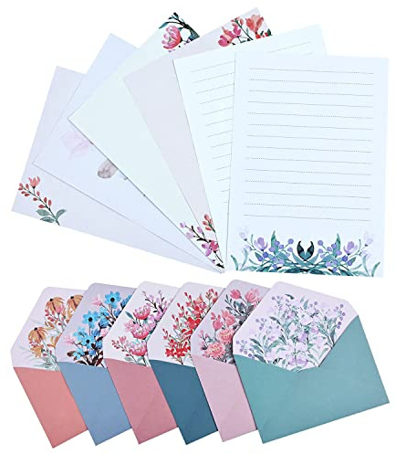 BBLIKE Briefumschlag Briefpapier Set Schreibpapier mit Umschlägen,Briefpapier und Umschläge, Enthält Briefpapier Umschlägen Sticker für Herstellung von Einladung, Geschenk (36 Sücke)