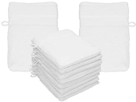 Betz Waschhandschuhe Palermo 10 Stück 16x21 cm – 100% Baumwolle 360g/m² – Weiche Frottee Waschlappen – Pflegeleicht & saugstark – Farbe weiß