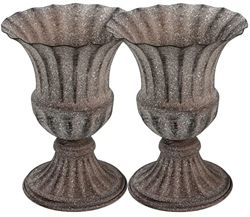 BESPORTBLE 2er Metall-Blumenvase – Robuste Friedhofs- & Grabvase aus Eisen – Vintage Tisch- & Gartendekoration – Trauer- & Grabschmuck, 16x12,5x12,5 cm