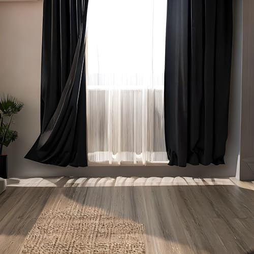 MARAPON® Gardinen aus Samt in Schwarz [2 Stück] | mit Multifunktionsband | Vorhänge Blickdicht | Verdunkelungsvorhänge für Hitzeschutz | Gardine Wohnzimmer | Schiebegardinen isolierend