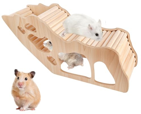 Hamster Haus aus Holz, Hamster Tunnel, Hamsterhaus Hamsters Versteck, Watchbox Hamsters, Zwerghamsters Zubehör für Den Käfig für Rennmäuse Ratten Meerschweinchen