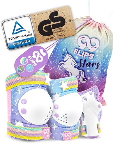 99FLIPS Knieschoner Kinder Schoner Inliner Kinder - Inliner Schoner Set - Protektoren - Knie und Ellenbogenschützer - Größe XS Rainbow - Knieschützer Skateboard, Scooter, Rollschuhe