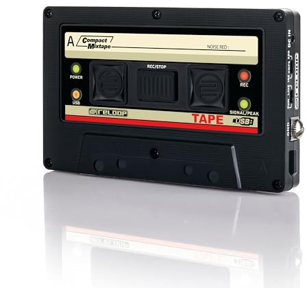 Reloop Tape - USB-Mixtape Recorder im Retro-Kassetten-Look, Line- und Phonoquellen, 3,5-mm-Stereo-Klinke Input, 192kbit/320kbit, schwarz, One Size