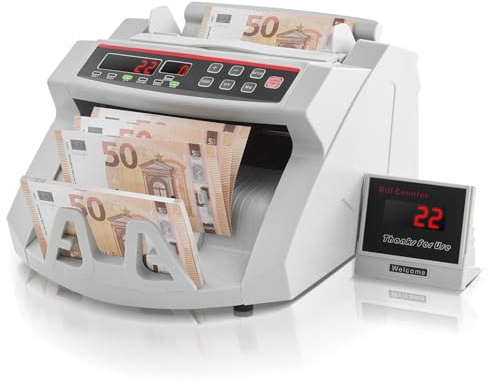 VEVOR Geldscheinzähler mit LED-Display und professionellem Geldscheinzähler mit Falschgeld-Detektor, UV/MG, 1000 Banknoten/Minute, nur Zahl der Blätter