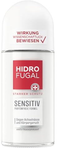 Hidrofugal SENSITIV Roll-on, starker Antitranspirant Schutz für empfindliche Haut, parfümfreies Deo ohne Ethylalkohol gegen Achselnässe & Körpergeruch (50 ml)