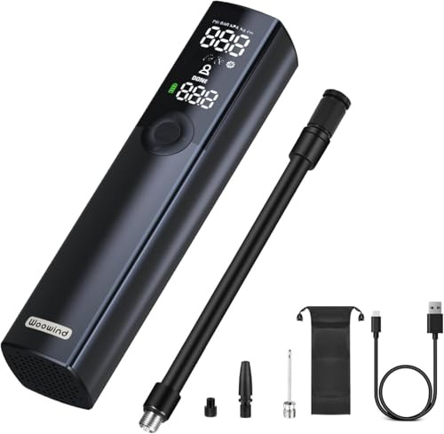 Woowind BP188 Elektrische Fahrradpumpe, Akku Luftpumpe 120-150PSI, Akku Kompressor für Auto, Fahrrad, Motorrad, Elektrische Pumpe Kompatibel mit Allen Ventilen