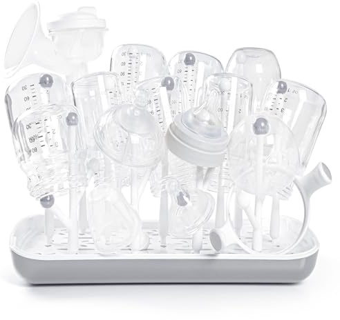 Trockenständer Babyflaschen, Abtropfgestell für Babyflaschen, Flaschen, grauSaugern, Bechern und Babyflaschen Zubehör, BPA-frei, Grau