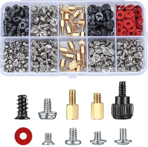 380 Stk PC Schrauben Set, SSD Schraubenset, PC Motherboard Computerschrauben Abstandshalter Kit, Schrauben #6-32 Stecker auf M3-Buchse für Festplattenlüfter, Gehäuse, SSD, CD-ROM, Computer
