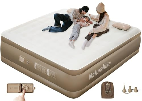 Naturehike Luftmatratze 3 Personen Selbstaufblasend mit Akkupumpe - Aufblasbares Gästebett 200x180x45cm für Camping & Zuhause, Leicht, Bequem und Schnell aufblasbar