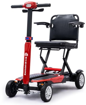Z01 Elektromobil Klappbar leicht für Senioren, 20KM Stabiler Mobilitätsroller, bis 150KG, komplett montiert und fahrbereit, sicher und stabil, Anti-Kipp-Design, 5 Jahre (Rot)
