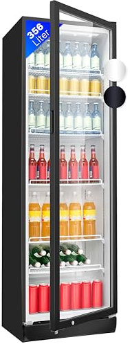 Bomann® Kühlschrank mit Glastür | Getränkekühlschrank abschließbar | 6 höhenverstellbare Ablagen | 30kg je Ablage | 347 Liter | Kühlschrank groß | Flaschenkühlschrank m. LED-Licht | KSG 7351 schwarz