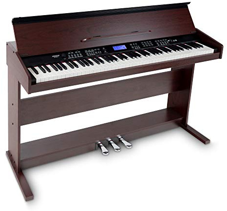 FunKey DP-88 II Digitalpiano (88 anschlagsdynamische Keyboard-Tasten, 128-fach polyphon, 360 Sounds, 160 Styles, MP3-Player, Lernfunktion, Record- & Playback-Funktion, 3 Pedale) braun