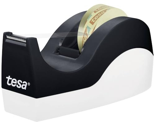 tesa Easy Cut Tischabroller ORCA - rutschfest, einfache Handhabung, sauberer Schnitt - mit 8 Rollen tesafilm transparent 33m:19mm