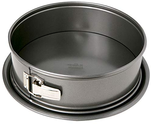 Springform rund – Birkmann – grau, Ø 26 cm, 9 cm hoch, Karbonstahl, Marken-Antihaftbeschichtung, mit Auslaufschutz, hitzebeständig bis 230 °C, stabile Qualität, inkl. QR-Code zum Rezept