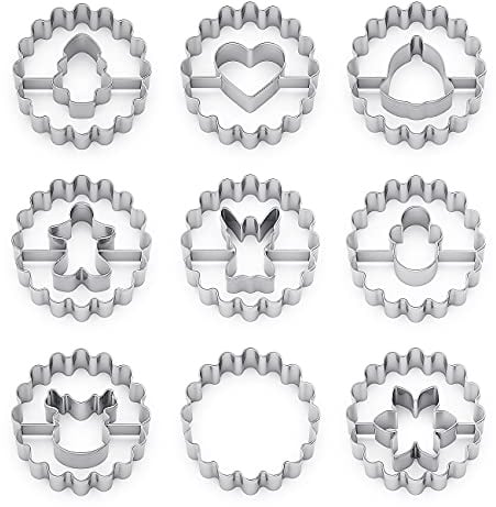 MIUTME Plätzchen Ausstecher Set,9 Stück Keksausstecher Weihnachten,Mini Ausstechformen Edelstahl Linzer, Klein Weihnachten Ausstecher für Tortendekorationen, Zuckerkuchen,und Kekse