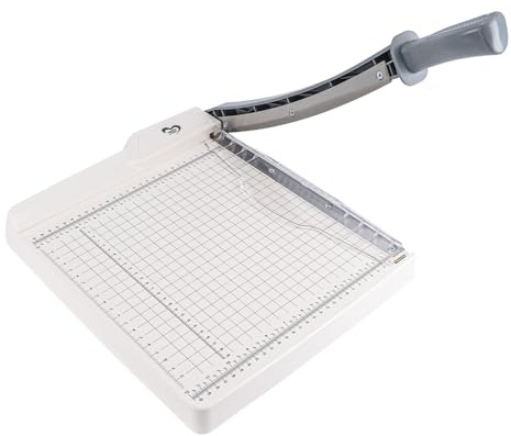 Ideen mit Herz | Maxi-Hebelschneider | Papierschneider | Schneidemaschine für Papier, Karton, Filz, Kork, Moosgummi, Leder | Kapazität 12 Blatt 80 g/m² | Schnittfläche 30 x 30 cm | Raster in inch & cm