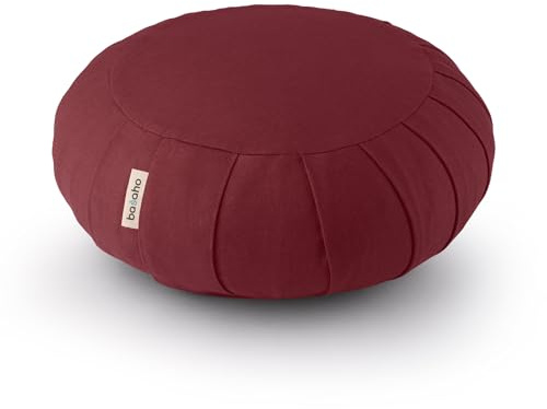 basaho CLASSIC Zafu Meditationskissen Yogakissen | Bio-Baumwolle | Buchweizenschalen | Abnehmbarer und waschbarer Bezug (Tibetisches Bordeaux)