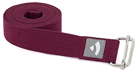 Bodhi ASANA Belt | Yogagurt aus 100% Baumwolle | Praktisches Yoga-Zubehör zur Dehnung | Yoga-Gurt mit Schiebeschnalle aus Metall | Anfänger & Fortgeschrittene | 250 x 3,8 cm