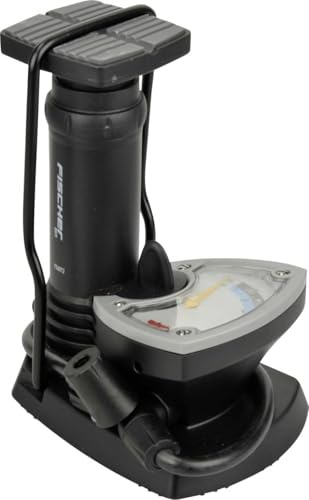 FISCHER Fuß-Standpumpe mit Manometer, inklusive Adapter, für alle gängigen Ventile geeignet, 7 bar