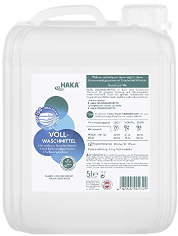 HAKA Vollwaschmittel flüssig Nachfüller, 5 L (100 WL), Universalwaschmittel | Kraftvolle Fleckentfernung für strahlend weiße und farbechte Wäsche, hygienische Frische, hautfreundlich, vegan