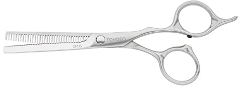 TONDEO Texturierschere OPUS offset 5.75 | ergonomische Griffhaltung | Modellierschere mit 35 Prismenschliff-Effilierzähnen | Chromstahl aus Solinger Sonderschmelze | poliert | Made in Solingen