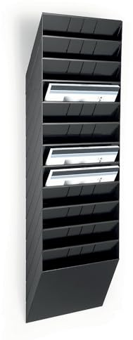 Durable Flexiboxx Prospektspenderset 12, Prospektständer A4 Querformat. Prospekthalter Wand, schwarz, 1709781060