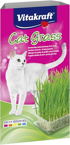 Vitakraft Cat Grass, Katzengras Saatenmischung, mit Vitaminen und Mineralien, schnell wachsend (1x 120g)