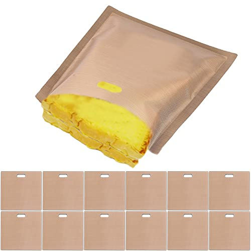 12 Stück Non-Stick Wiederverwendbare Toastabags für Toast Pizzastücke Käsesandwiches Snacks Chicken Nuggets. Teflon Toaster Beutel für Mikrowelle Grill Toaster Antihaft Toasterbeutel Toaster Bags.
