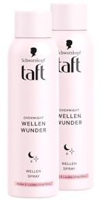 Schwarzkopf Taft Overnight Wellen Wunder Wellen Spray (2x 150 ml), Styling Spray zaubert Wellen und Locken im Schlaf, ohne zu beschweren, für alle Haartypen geeignet
