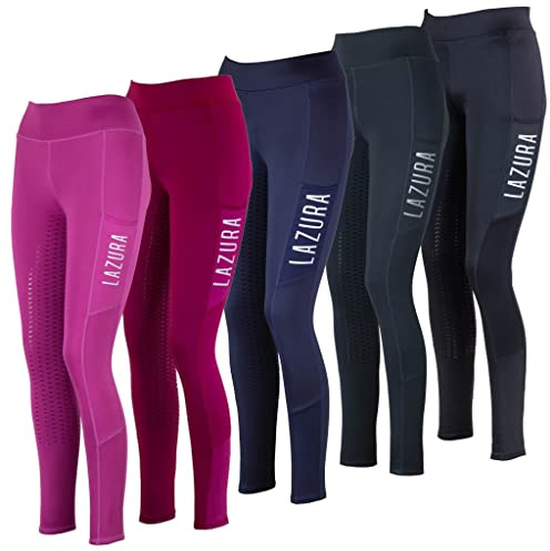 Lazura - Reitleggings für Damen & Mädchen Emilia – Gr. 116-176 & 34-46 | Vollbesatz aus Silikon – Vollbesatzreithose mit 2 seitlichen Handytaschen – Reithose – Reitbekleidung