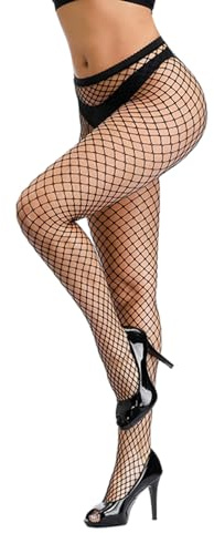 Fengyuanhong Frauen-Mädchen Netzstrümpfe Net Grid Strumpfhose Netzstrumpfhose Elastic Aushöhlen Strumpfwaren Leggings Lange Socken Schwarze Netzstrumpfhose (Polyester, Schwarz#2)