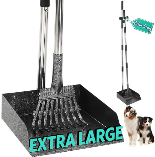 Bamda Hundekotschaufel, Dog Poop Scooper für Hundekot mit Verstellbarem Langem Griff, Kotschaufel aus Metall für Groß, mittel, klein Hunde, Sammle Kot, Reinige gefallene Blätter und Sedimente-2er Pack