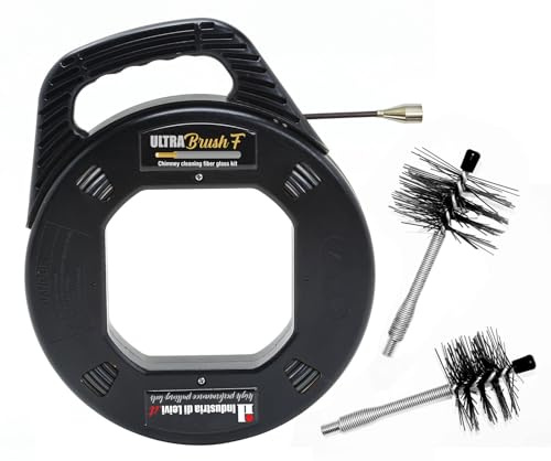 ULTRABrush | Schornsteinreinigungsset Pelletofenbürste Schornsteinfeger Kompatibel mit jedem Schornsteintyp. 3er Set mit Spender für schnelle und einfache Anwendung