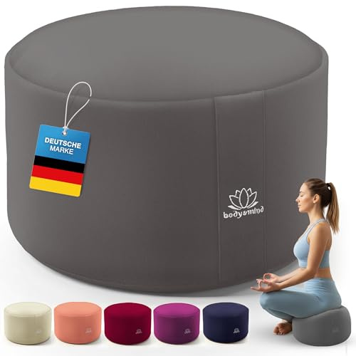 Body & Mind® Yogakissen Meditationskissen Boden Sitz-Kissen Polster für Meditation & Yoga; waschbarer Bezug und atmungsaktiver Premium Füllung; 18 cm Sitzhöhe (Grau)