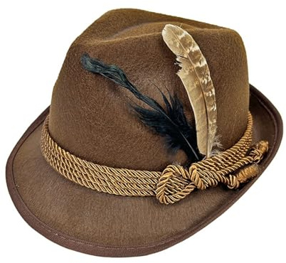 Generisch Filzhut Herren Hut Oktoberfest Accessoires,Damen Herren Unisex Hut Bayerischer Trachtenhut Kopfbedeckung Mütze Volksfest Oktoberfest Mottoparty Karneval Hippie Rock Coffee One Size