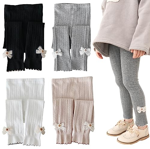 Silkglory Leggings Mädchen,Baby Mädchen Strumpfhose Kleinkind Weiche Strumpfhose Strümpfe mit Schmetterling Dekoration Säuglingsstrumpfhosen für Mädchen(2 Stück),Grau/Aprikose,4-5 Jahre