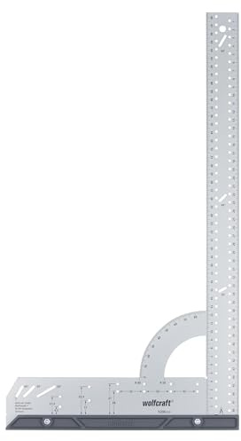 wolfcraft Universalwinkel - 5206000 - Winkelmesser mit 500 mm Schenkellänge zum Anreißen und Zeichnen mit 90° Anschlagwinkel und abnehmbarer Winkelschiene