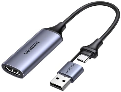 UGREEN Video Capture Card, HDMI auf USB A/C Video Capture Card 4K 60Hz Eingang 1080P 30Hz Aufnahme für Rekorder Live Streaming Video, Gaming kompatibel mit Computer Mac mini 4 PS5 Switch Switch2 usw.