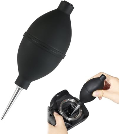 Kamera Reinigung Blasebalg, Großer Power Blasebalg mit Zwei Düsen zur Reinigung von Objektiv, Weichgummi-Luftgebläse für DSLR-Kamerasensor/Objektiv/Filterreinigung/Tastatur/Smartphone (Schwarz)