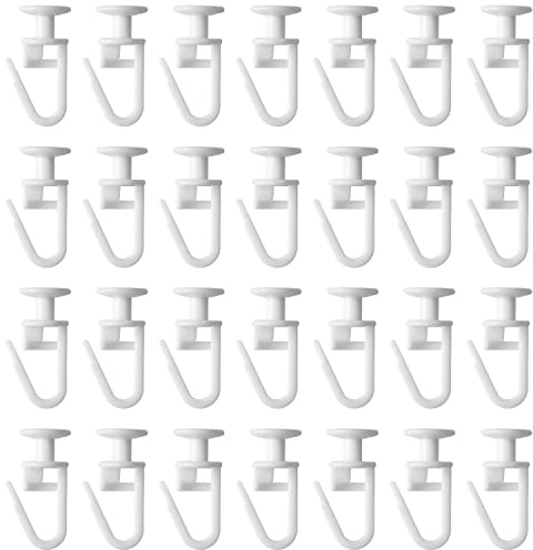 Graplan 100 Stück Gardinengleiter Gardinenröllchen Gardinenhaken Faltengleiter 11 mm Kopf mit Faltenhaken für Gardinenschienen Vorhangschienen Gardinenbretter Gardinen Laufschienen - Weiß