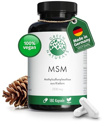 Green Naturals® MSM 2100 mg pro Tagesdosis – Methylsulfonylmethan, organischer Schwefel – hohe Reinheit, ohne Magnesiumstearat – glutenfrei & laktosefrei – Made in Germany, laborgeprüft – 180 Kapseln