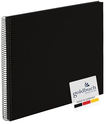 goldbuch 25 997 Spiralalbum Bella Vista, Foto Album 35 x 30 x 1,5 cm - Spirale ⌀ 2,8 cm, Fotoalbum, 40 schwarze Seiten, vorderes Cover aus Leinen, Fotobuch für Bilder und Fotos zum Einkleben, Schwarz
