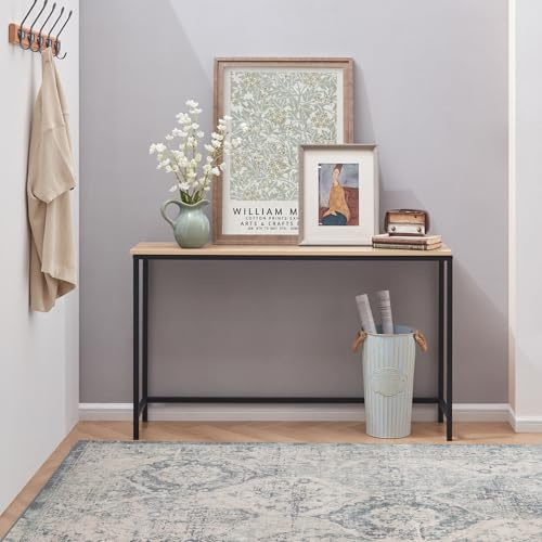 Lifewit Konsolentisch, Schmaler Sofatisch mit Metallrahmen, Langer Eingangstisch, Flurtisch, Couch Beistelltisch fürs Wohnzimmer, Flur, Schlafzimmer, Korridor, Einfache Montage, Hellbraun