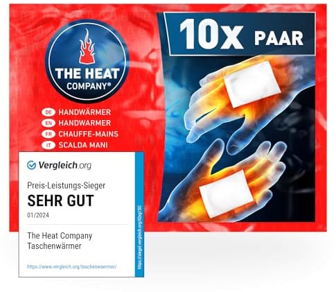 THE HEAT COMPANY Handwärmer - 10 Paar - EXTRA WARM - Taschenwärmer Wärmepads - Fingerwärmer: 12 Stunden warme Hände - luftaktiviert